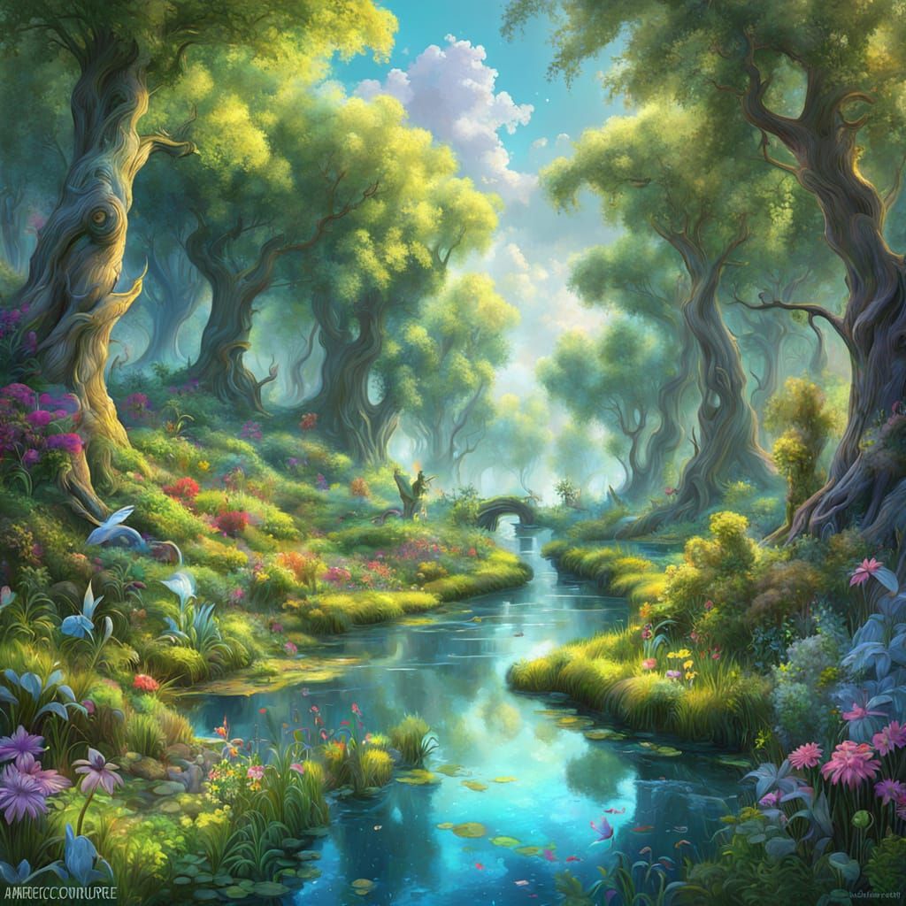 Elven Forest River Landscape