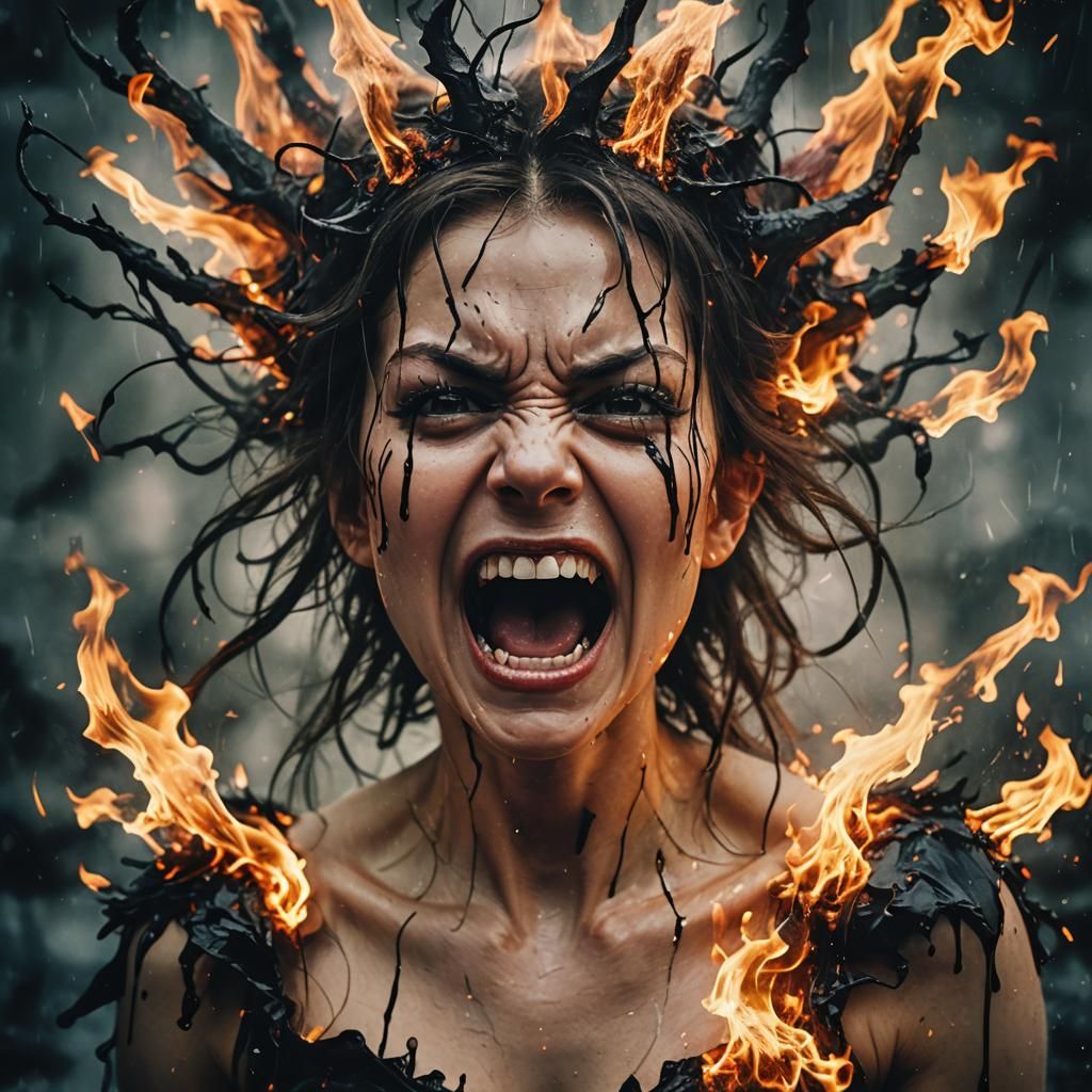 Furious Fairy Portrait in Fairypunk Horror Style