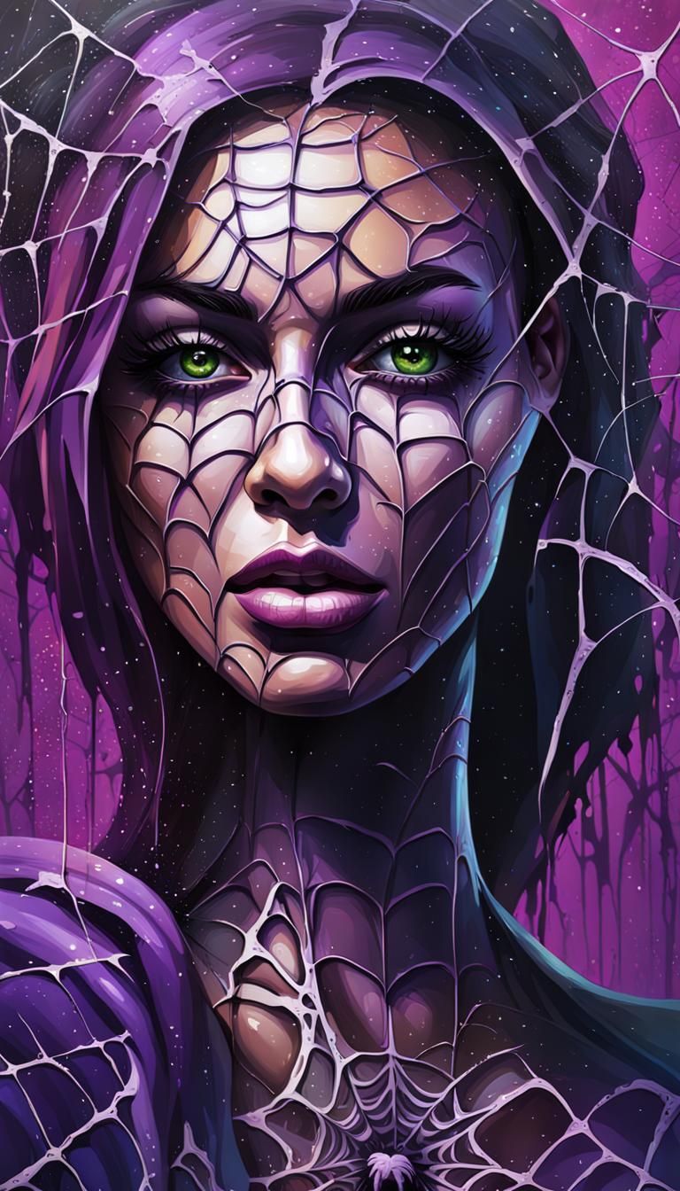 Spiderweb Face in Graffiti Art Style