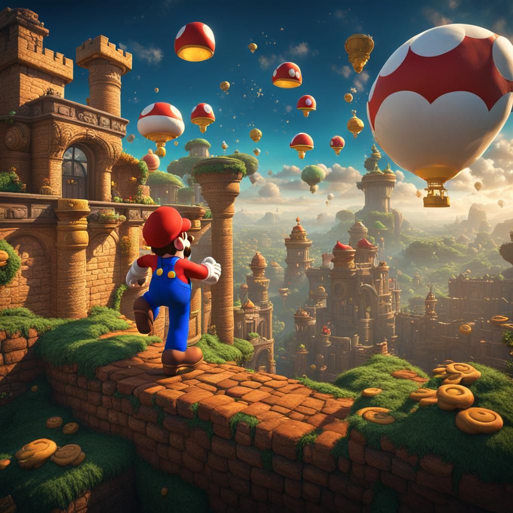 Detailed Matte Painting of Mario in Unreal Engine 5