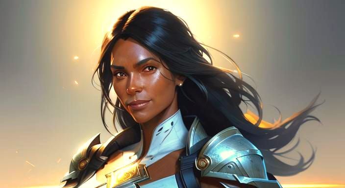 Tanned Woman Portrait in Digital Art Style