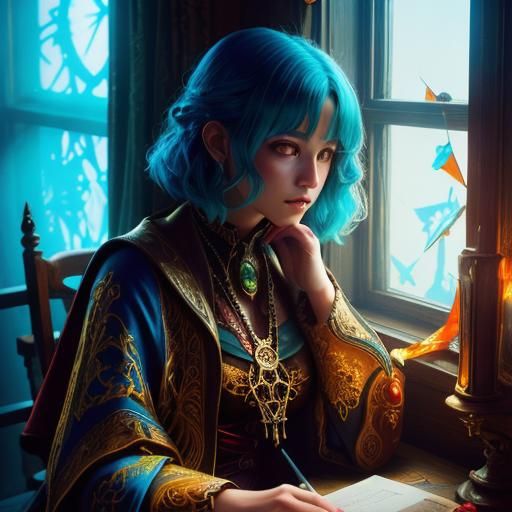 Fractal Surrealist Abstract in Triadic Colors