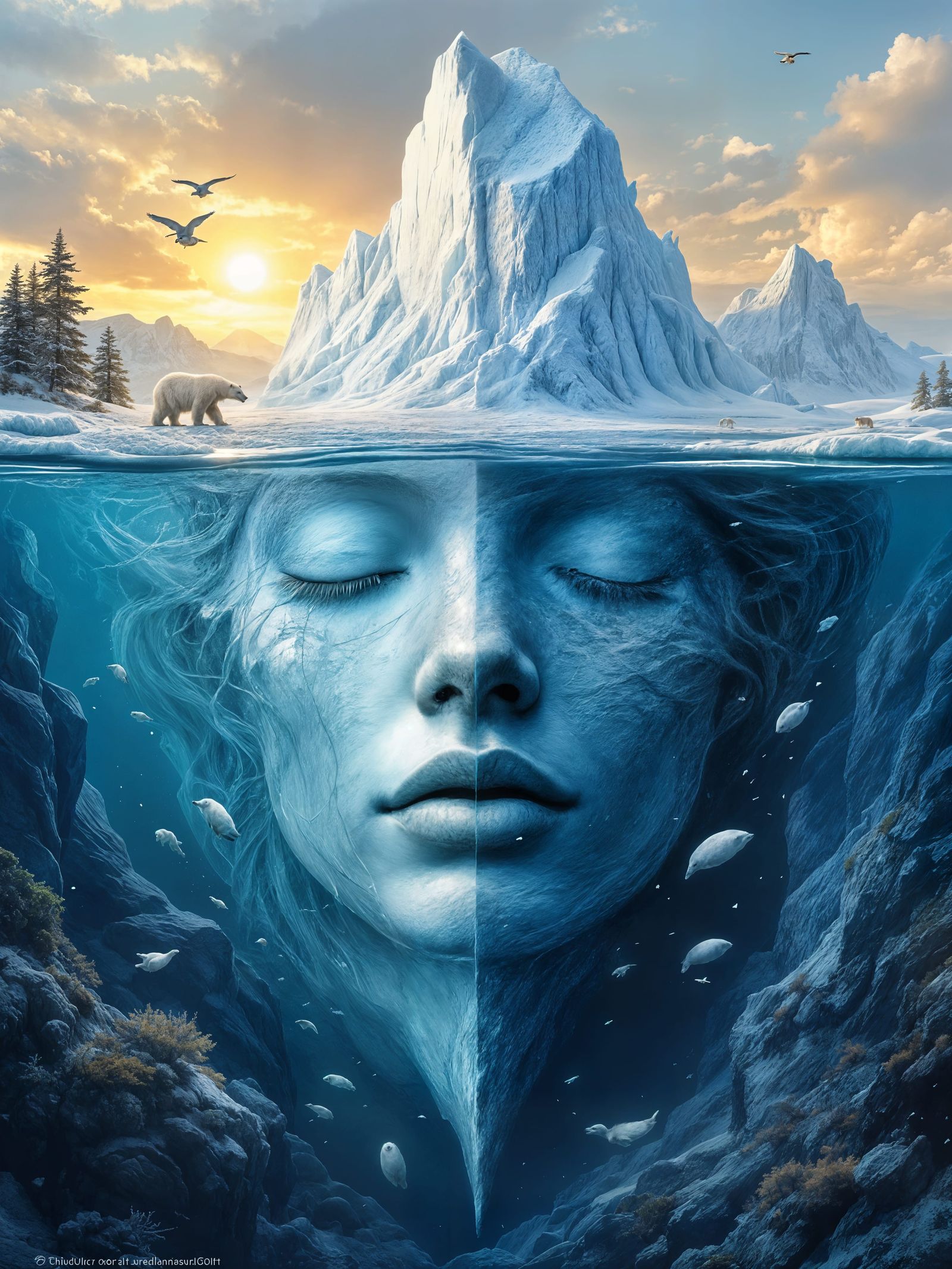 The submerged face of the iceberg