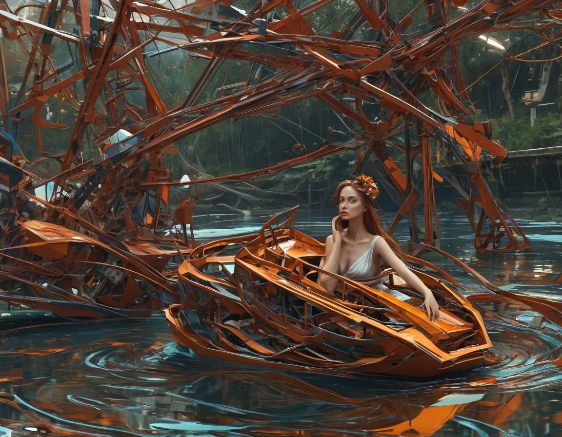 Dynamic Cubo-Futurist Lady of Shalott