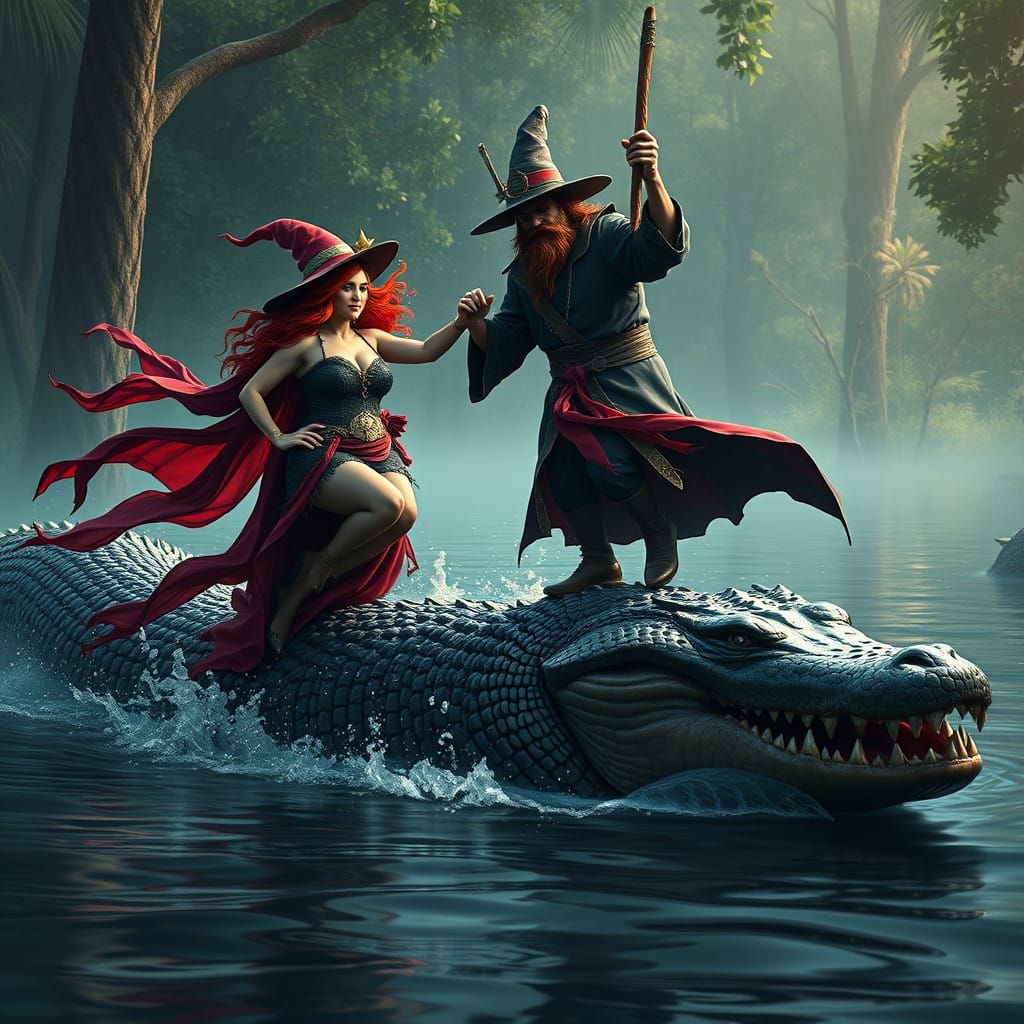 Dark Witch and Red Wizard Dance on Anaconda in the Everglade...