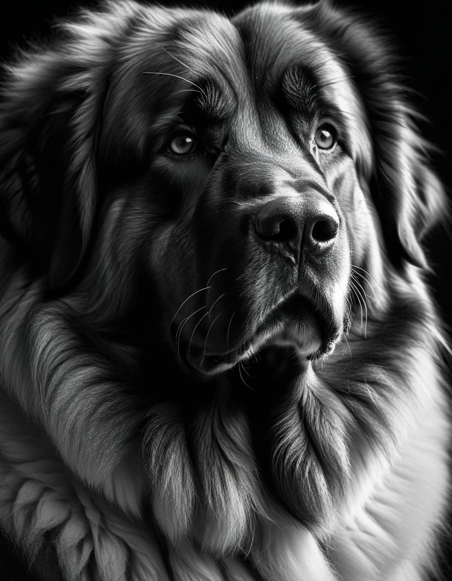 Majestic Leonberger Portrait in Black and White