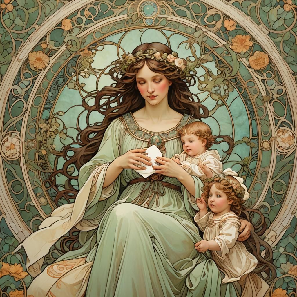 Motherhood Art Nouveau Style