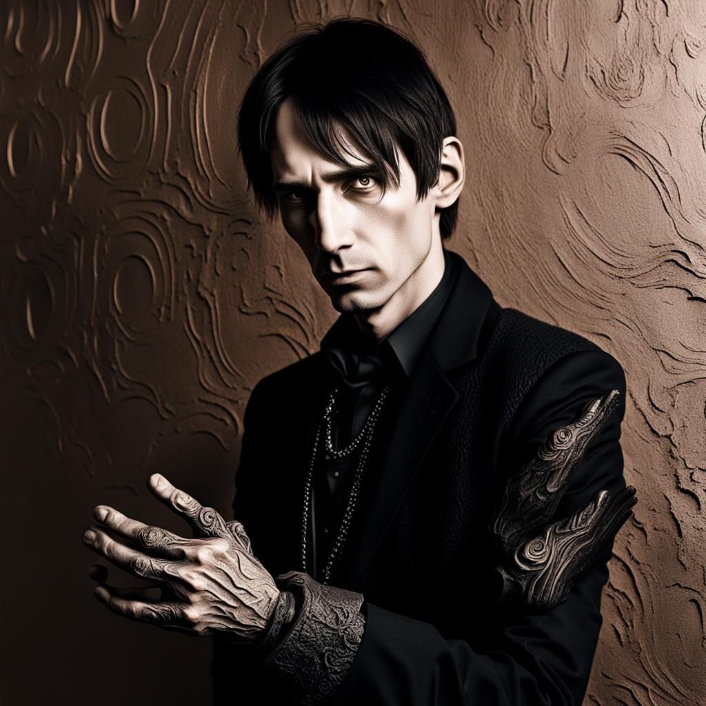 Mysterious Wood Carving of Man in Dark Chamber