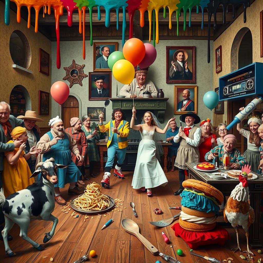 a whimsical take on Pieter Bruegel the Elder's “The Peasant ...