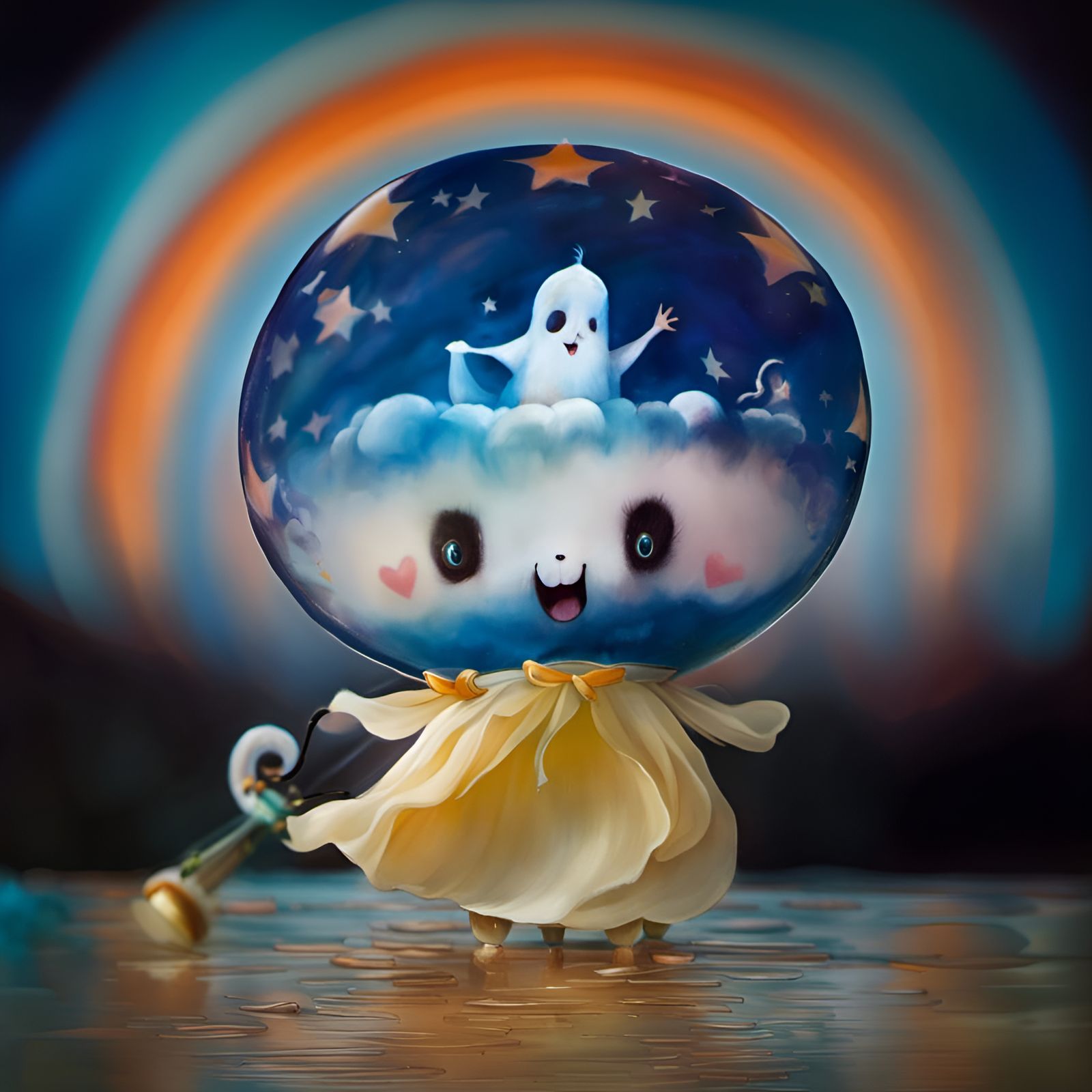 Chibi Ghost in a Detailed Vintage Circus