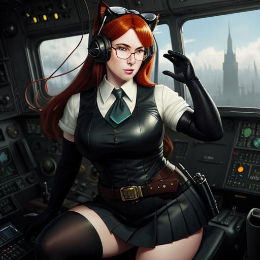 Catgirl Pilot in Airship, Sinister Art Style