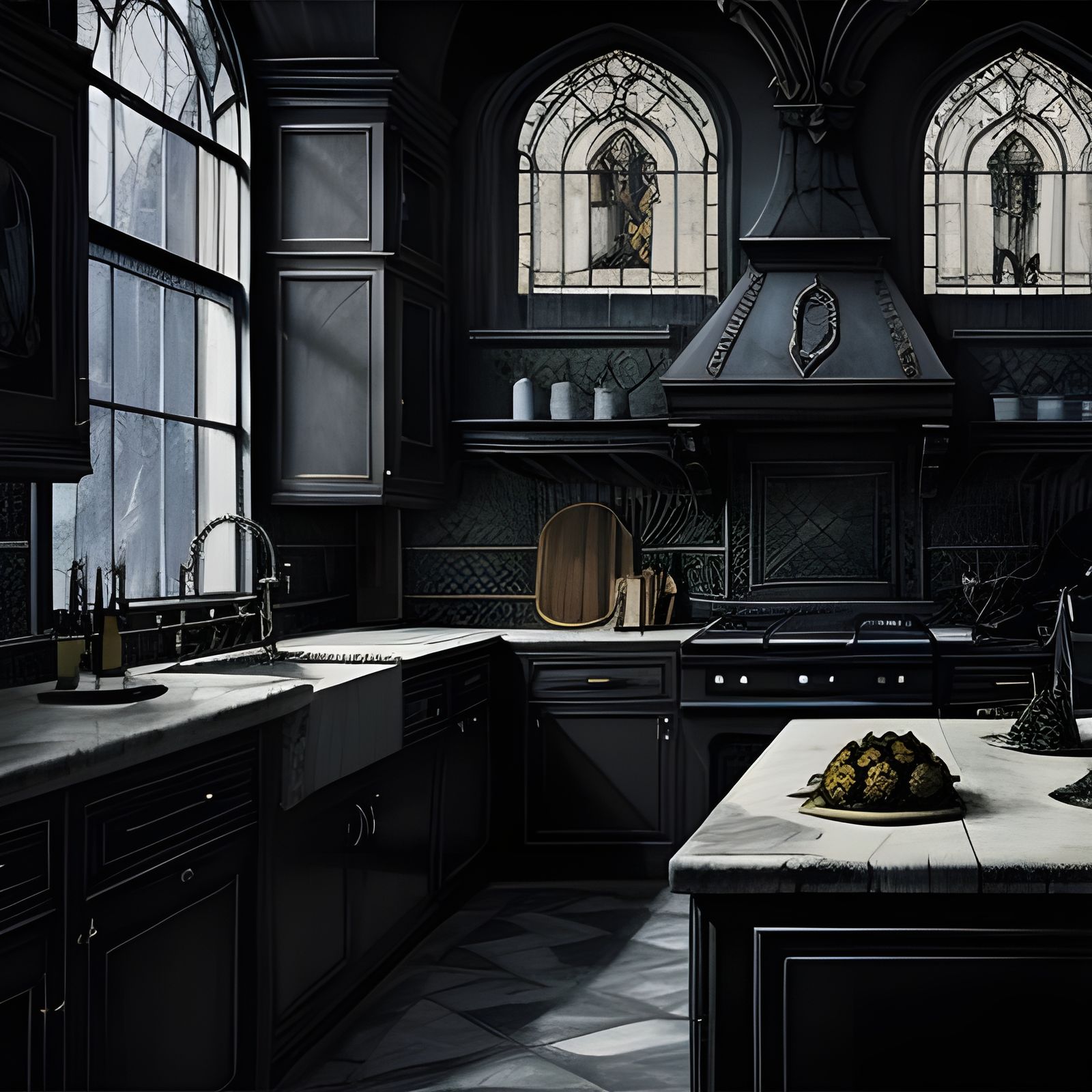 Gothic Kitchen in Dark Academia Style