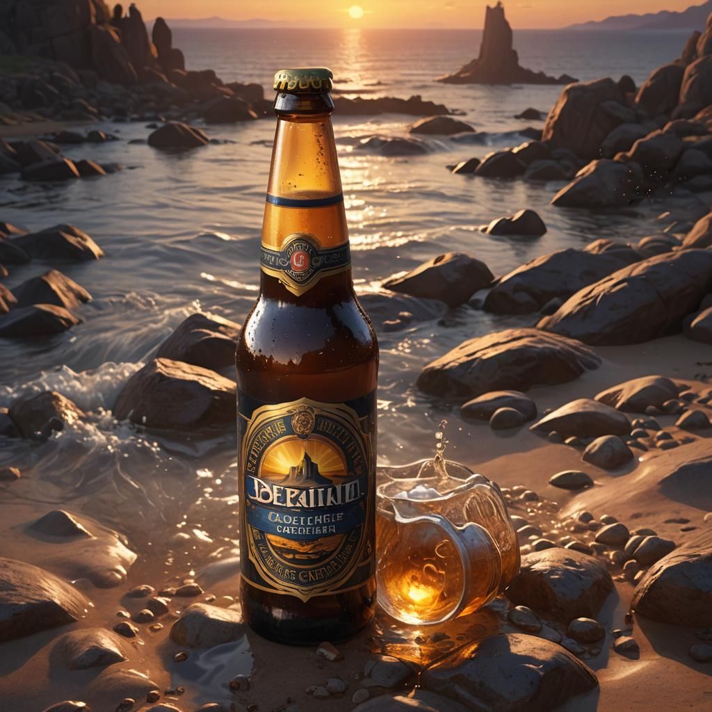 Speights Beer Bottle Sunset: Detailed Matte Painting