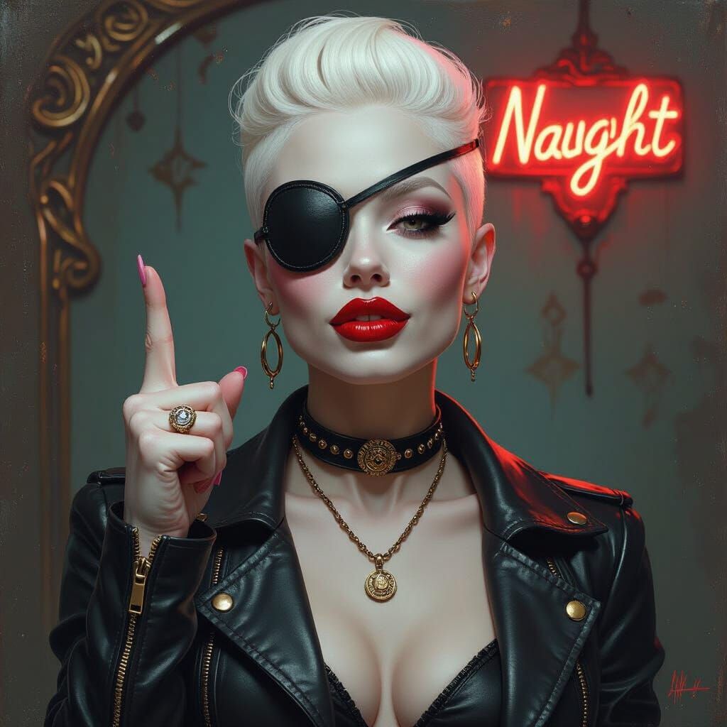 Provocative Albino Woman in Art Nouveau Style