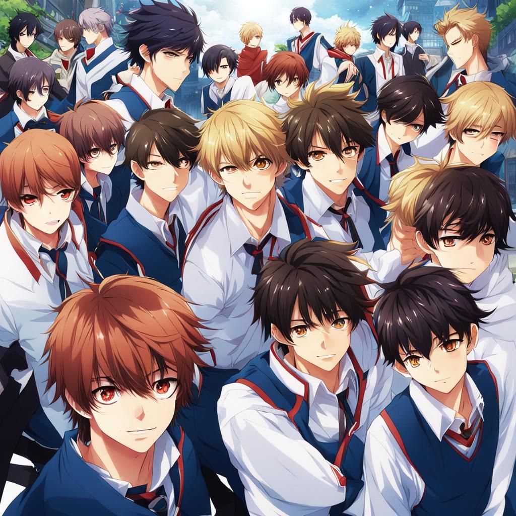 Anime Style Image of Several Boys