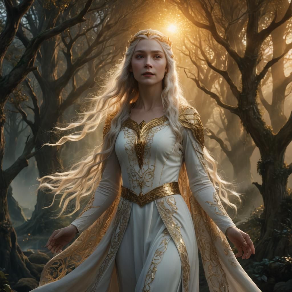 Galadriel Portrait in Middle-earth, Digital Matte Painting