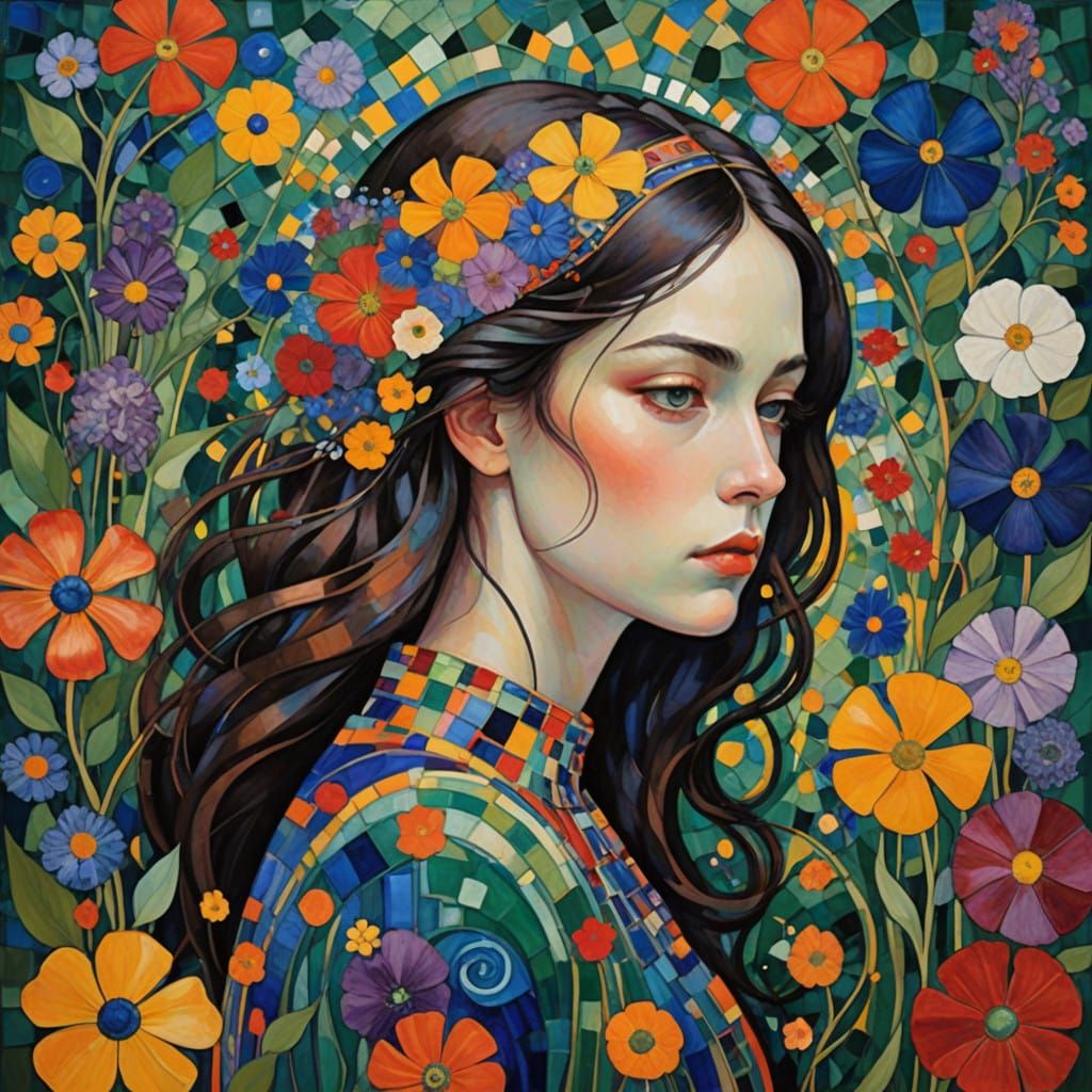 Vibrant Blooms in Abstract Harmony