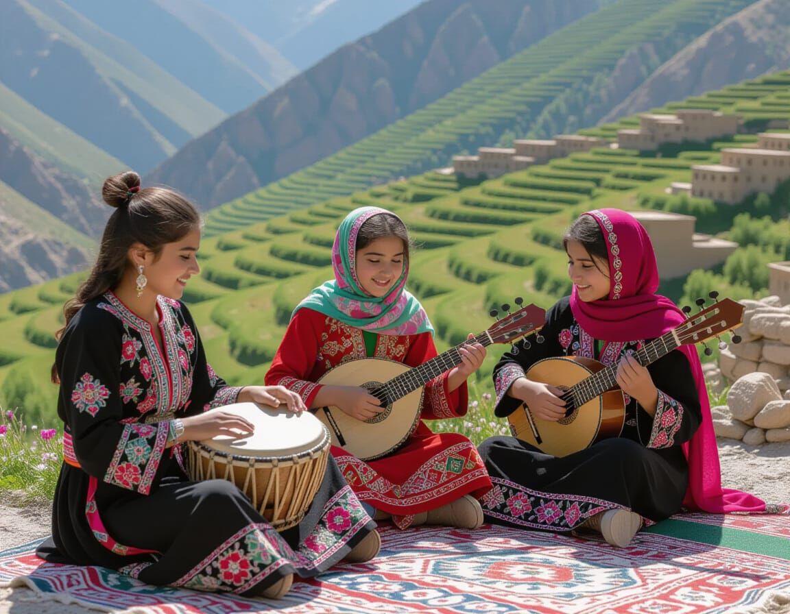 Hazara Girls Play Traditional Music in Afghan Valley
