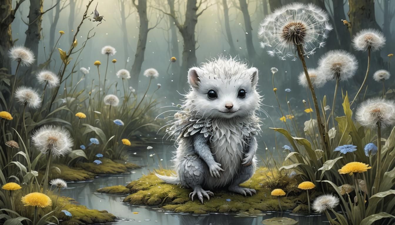 Adorable Silver Creature in Dandelions, Jean-Baptiste Monge ...