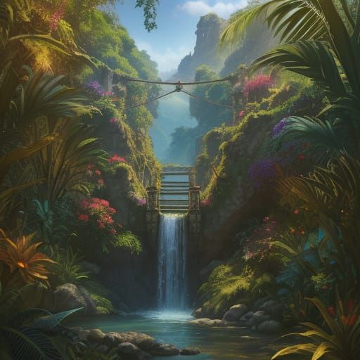 Ancient Aztec Warrior in Vibrant Jungle Setting