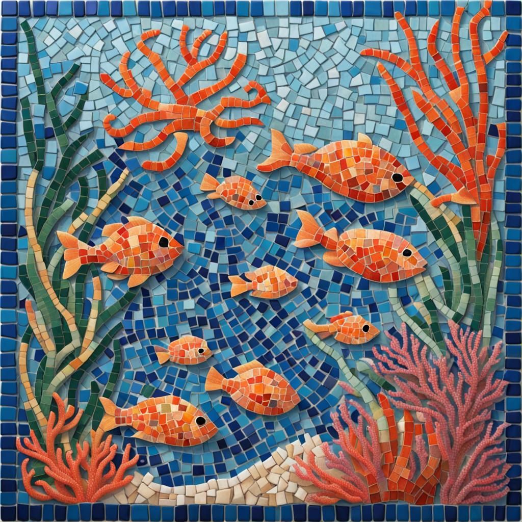Vibrant Coral Reef Mosaic: Underwater Kaleidoscope