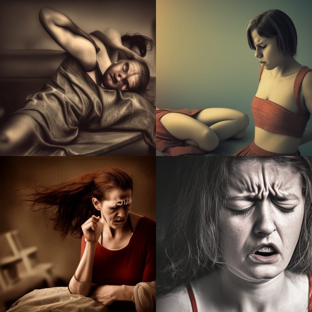 Hyperrealistic Image of Women Experiencing Menstrual Cramps