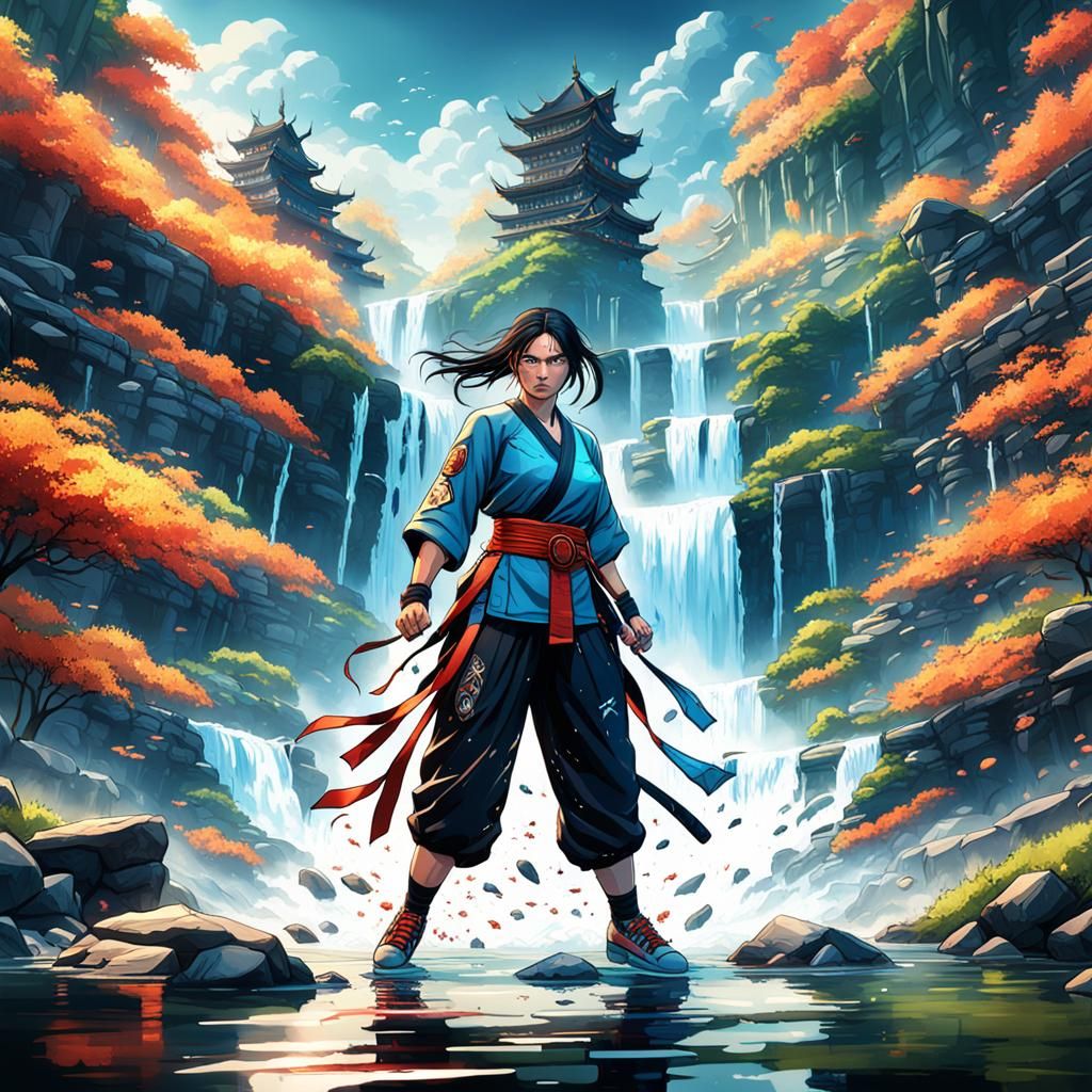 Comic Style Martial Arts Fighters by Waterfall