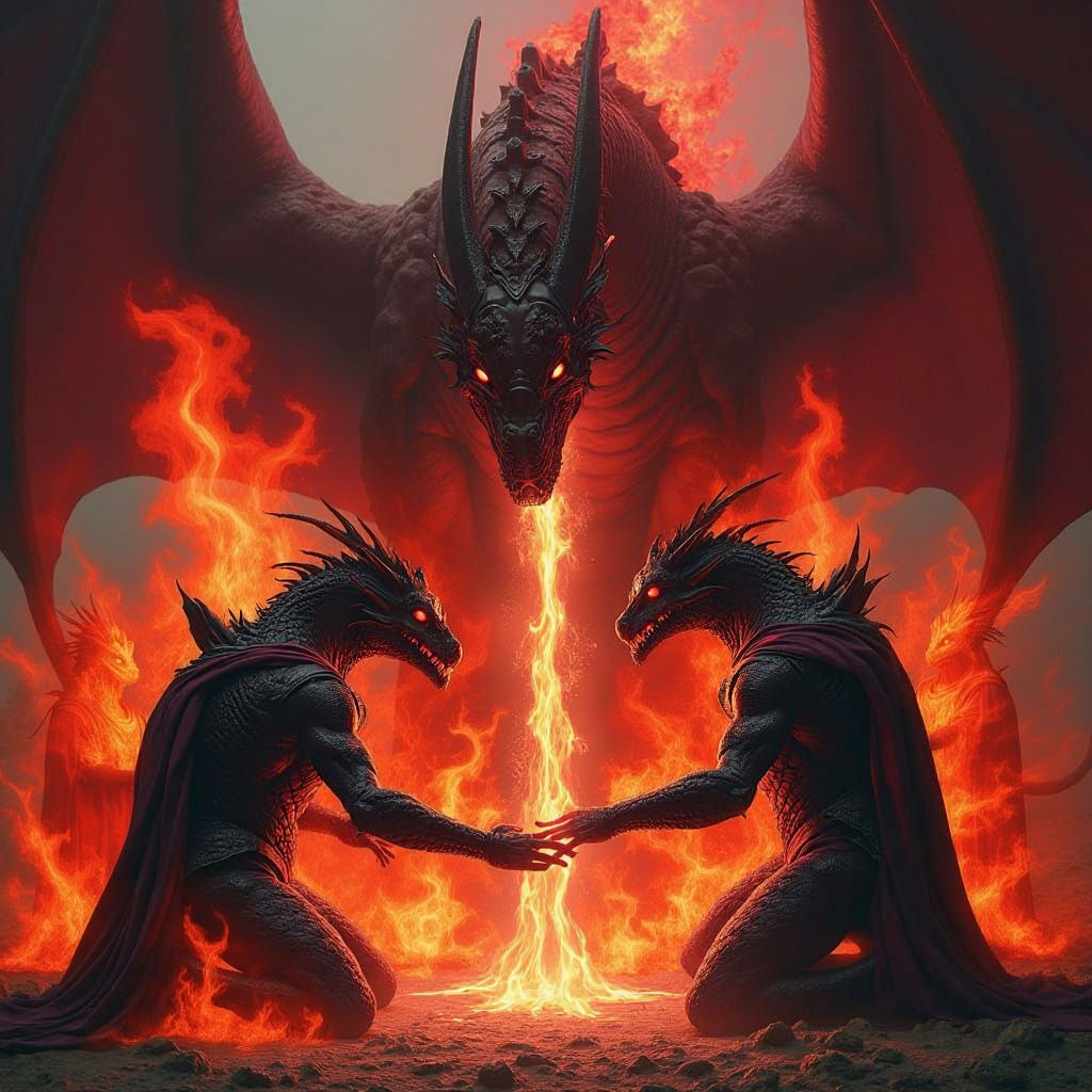 Dragonborn Tribe Submitting to Nightmare Flames