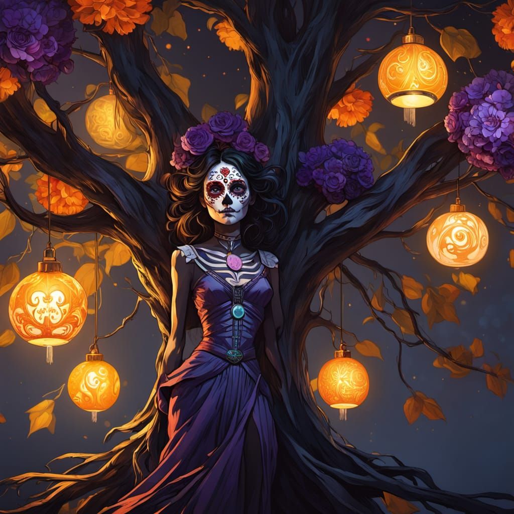 Day of the Dead Christmas Tree with Sugar Skulls