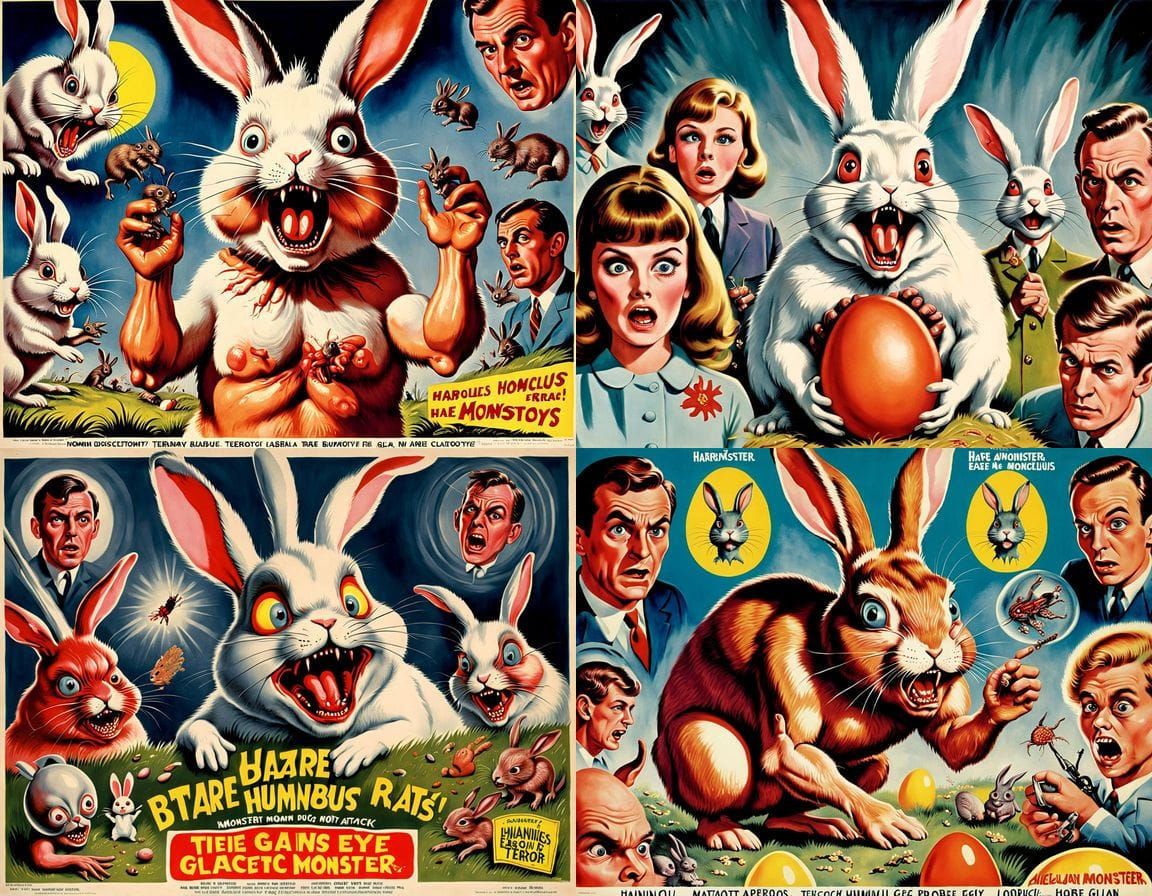 Grotesque Easter Horror in Retro Movie Style