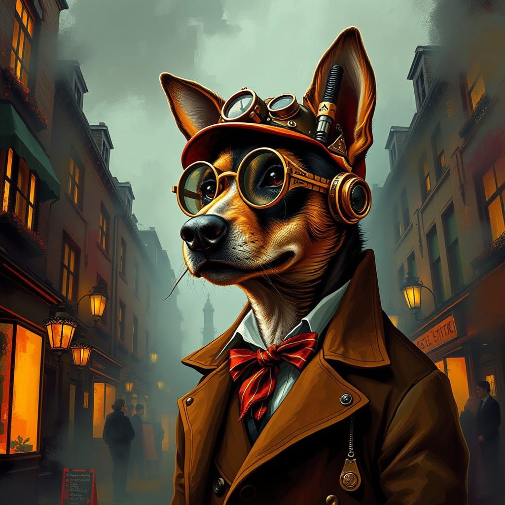 Steampunk Sherlock Hound in Victorian London