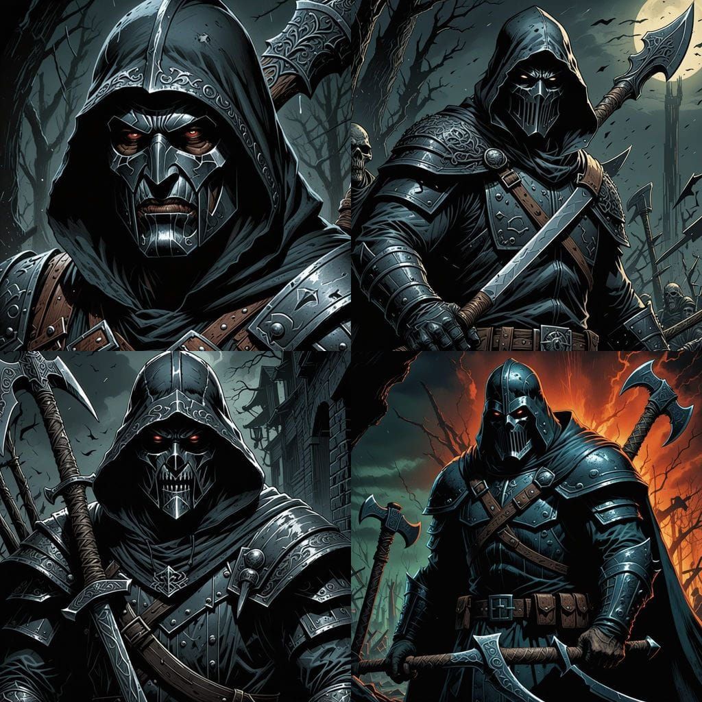 Medieval Executioner in Noir Comic Book Style