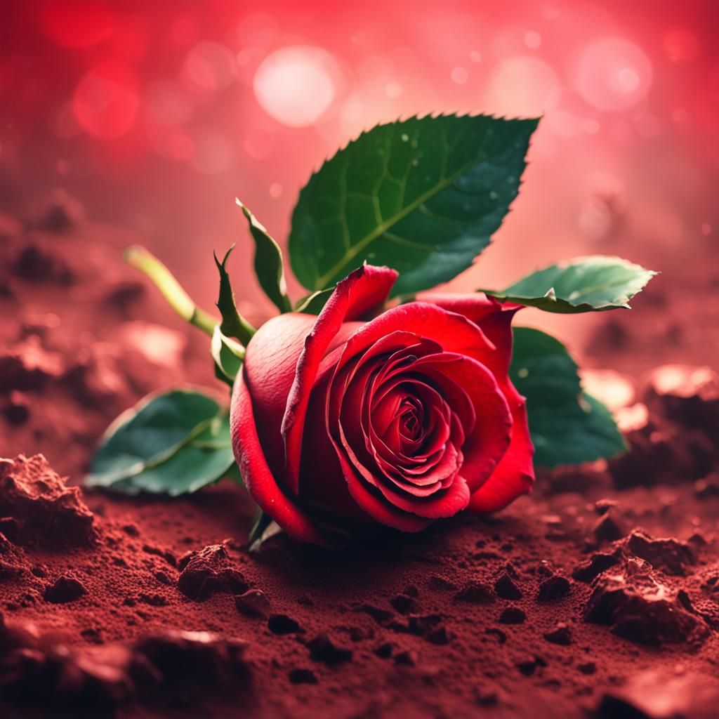 Hyperrealistic Red Rose with Shallow Depth of Field