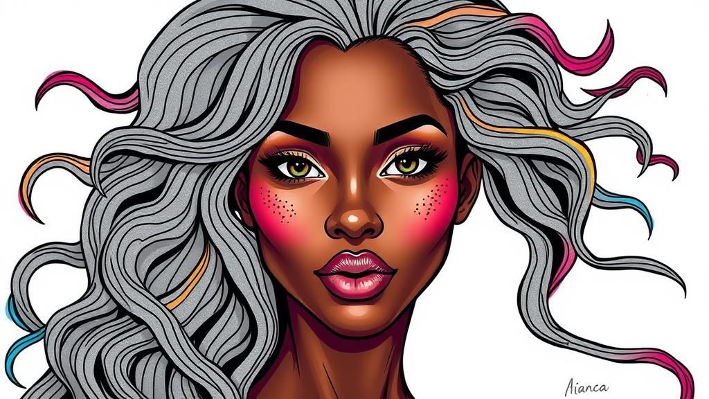 Vibrant Pop Art Portrait of Woman with Colorful Hair