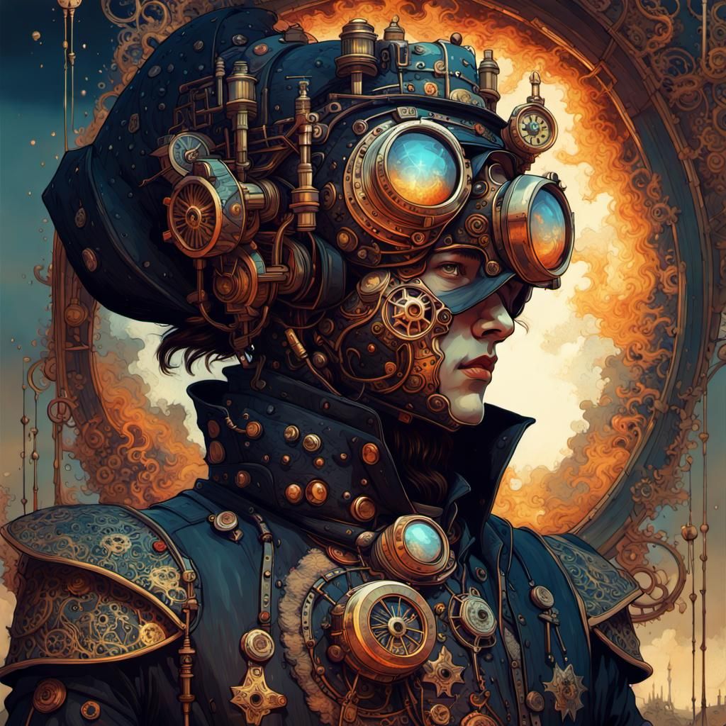 Steampunk Metal Cover Art with Astral Patterns