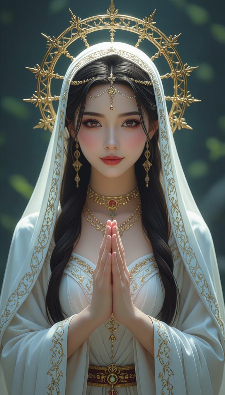 Angel Woman with Eight Arms in Mystic Aura