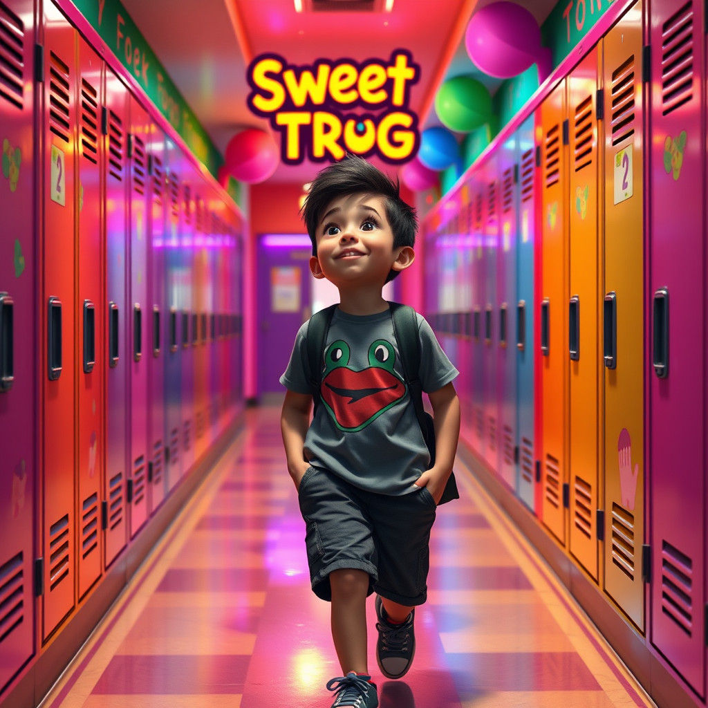 Boy's Excitement for Sweet Frog Trip: Matte Painting