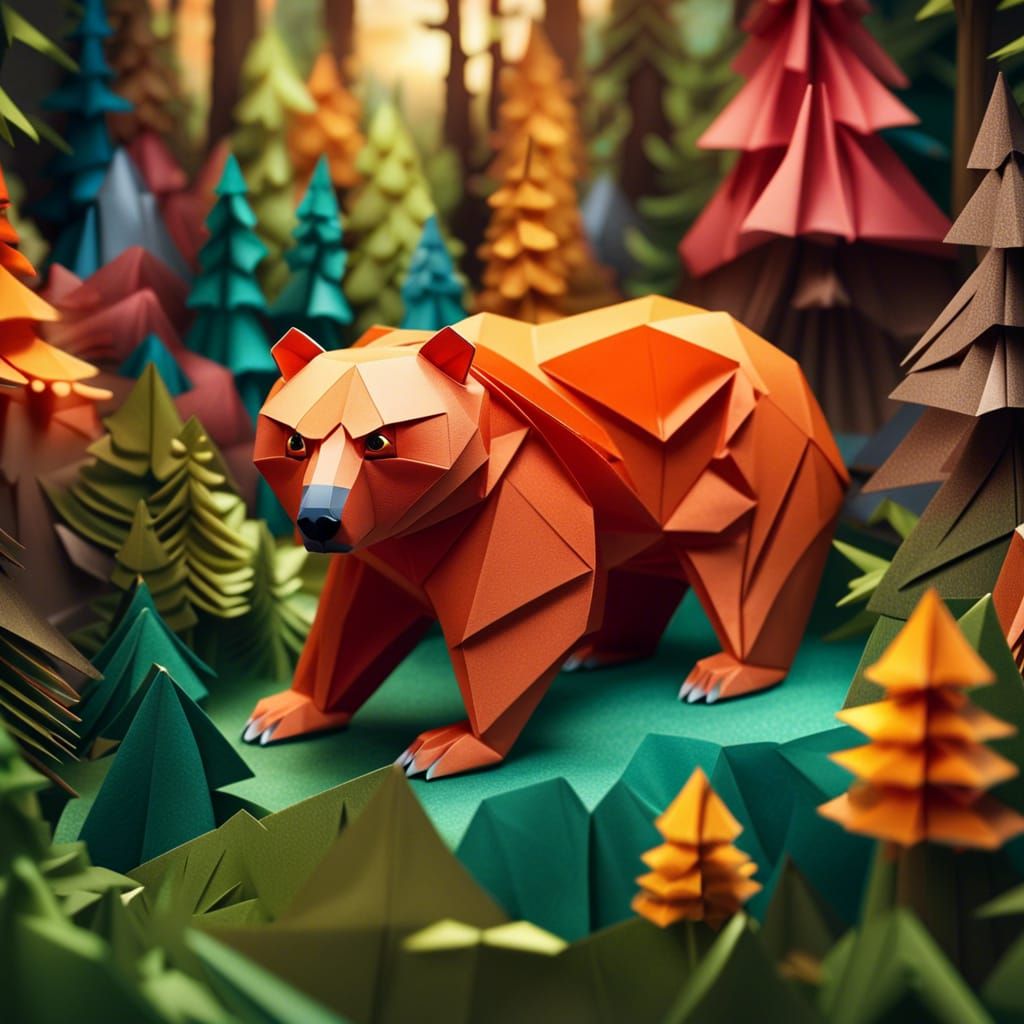 majestic origami bear