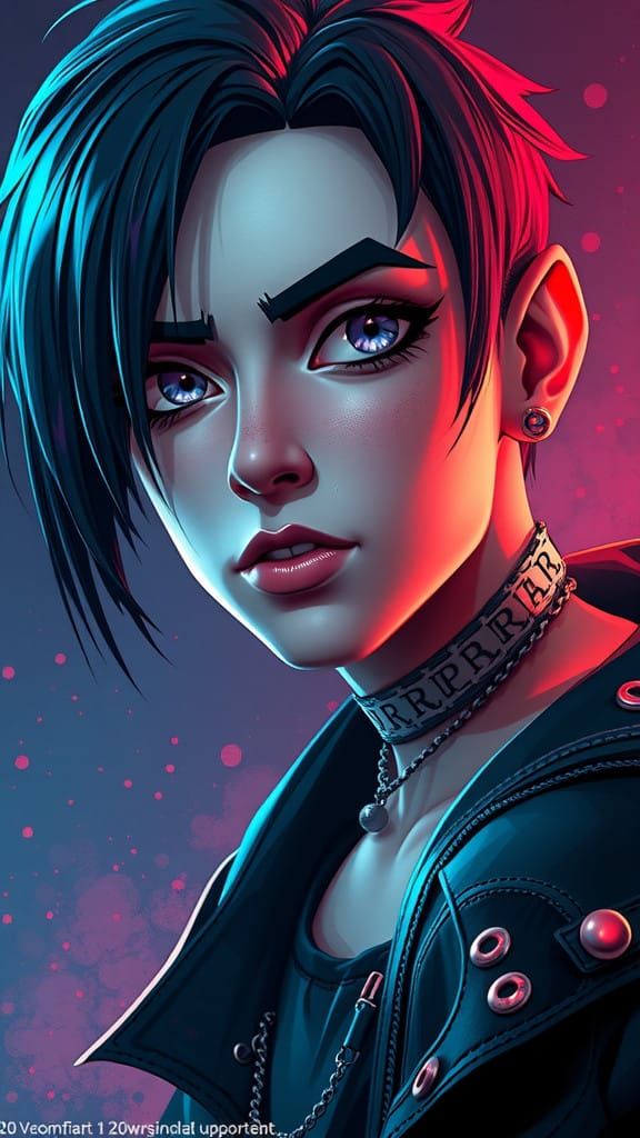 Gothic Cartoon Portrait in Triadic Colors