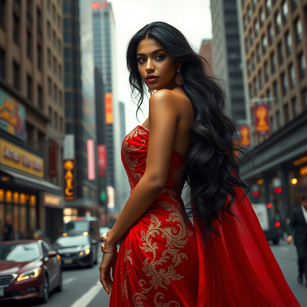 South Indian Goddess in Versace Gown