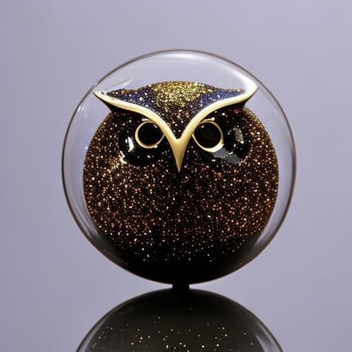 Glittery Owl Sitting Inside a Glass Orb