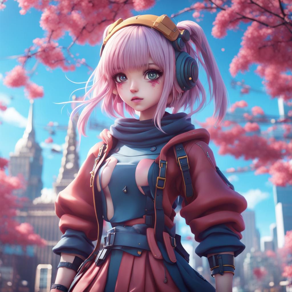 Modern Kawaii Anime Girl in Detailed Matte Painting