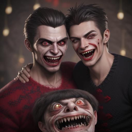 Handsome Demonic Figure in Ugly Christmas Sweater