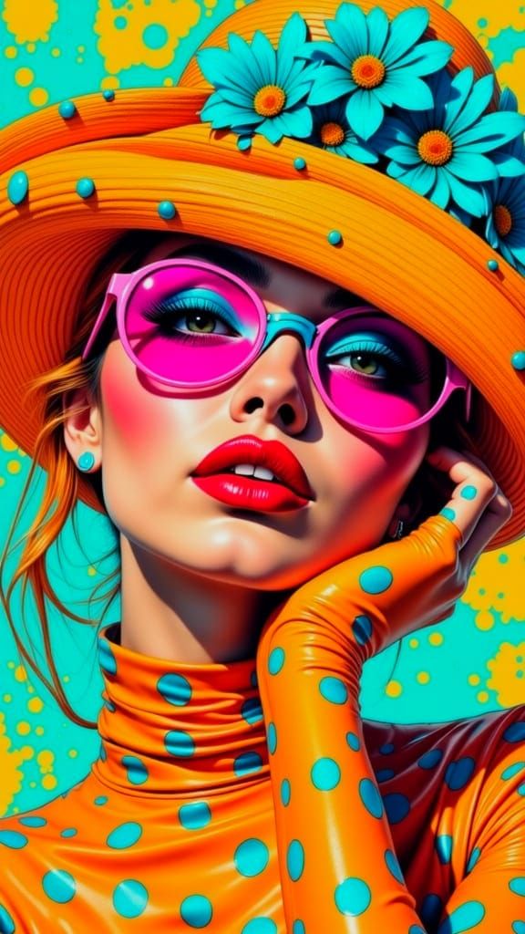 Stylish Woman in Vibrant Pop Art Style