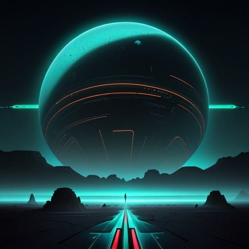 Futuristic Desert Odyssey in Neon-Lit Cyberpunk Style