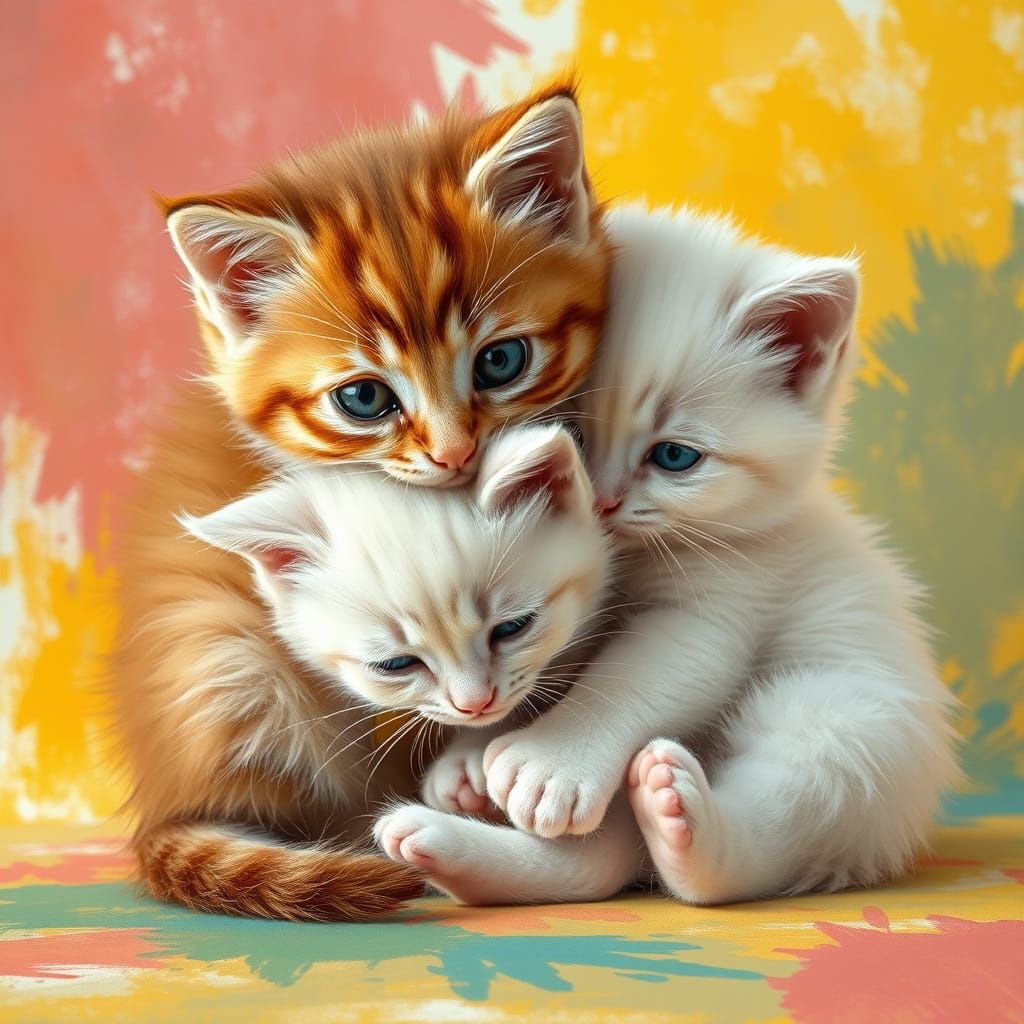Two Tiny Kitten Friends Playfully Entwined