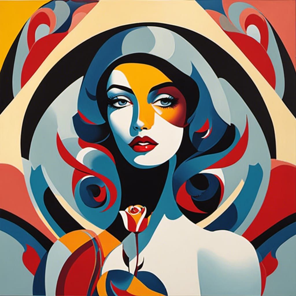 Armenian Woman with Rose in Saryan Style