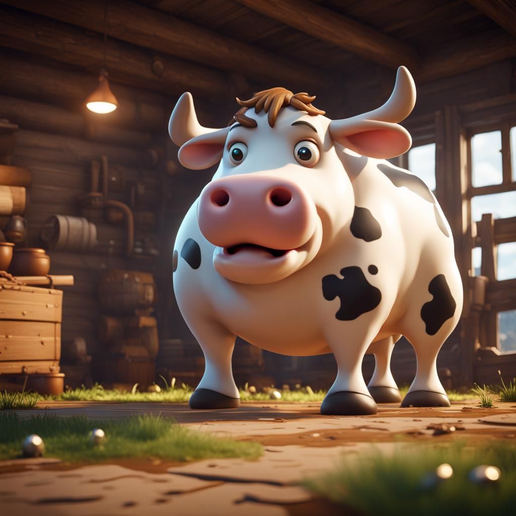 Fat Cow Defecating: 3D Game Cinematic Graphics
