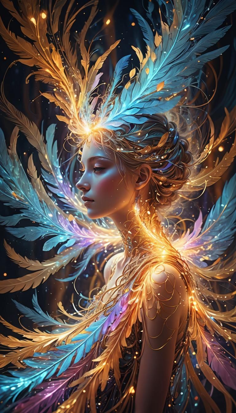 Ethereal Being Harnesses Light Energy in Dreamlike Surrealis...