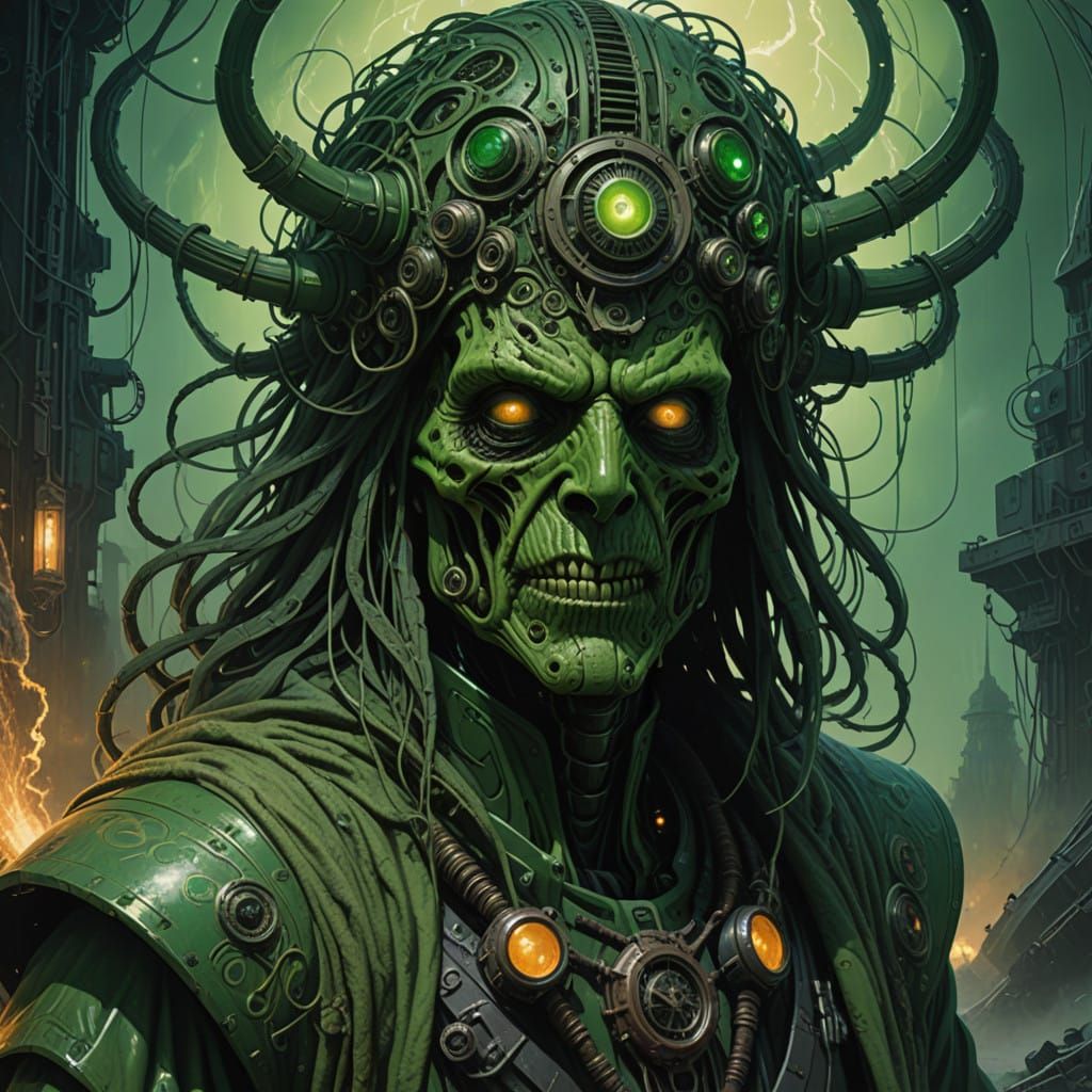 Ethereal Sorcerer Amidst Emerald Vortex